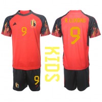 Camisa de Futebol Bélgica Romelu Lukaku #9 Equipamento Principal Infantil Mundo 2022 Manga Curta (+ Calças curtas)